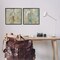 Stupell Industries Blue & Rustic Gold Composition 2pc Framed Giclee Wall Art Set Design by Justin Turner
